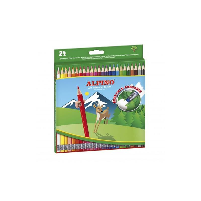 (AL013658) ALPINO LÁPICES DE COLORES BORRABLES 177MM C/SURTIDOS ESTUCHE 24 UD