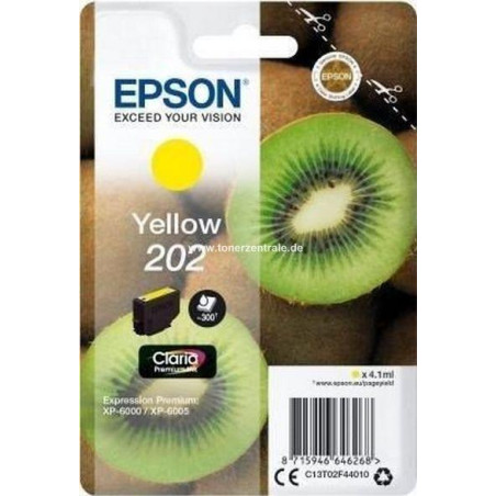 (C13T02F44010) EPSON SINGLEPACK YELLOW 202 CLARIA PREMIUM INK