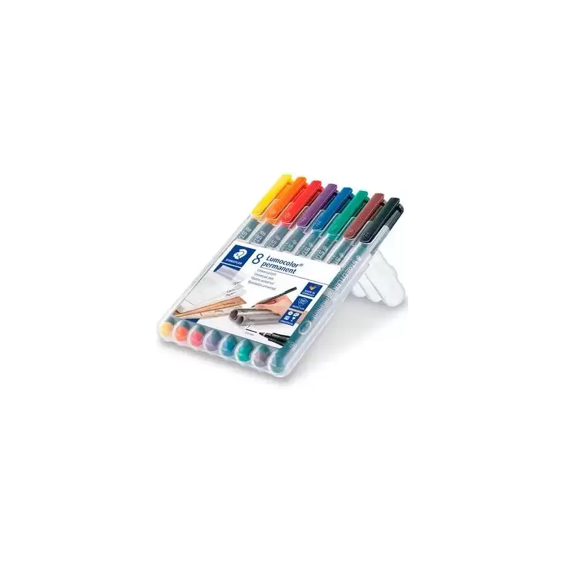 (318 WP8) STAEDTLER ROTULADOR PERMANENTE LUMOCOLOR 318 F C/SURTIDOS ESTUCHE 8 UD