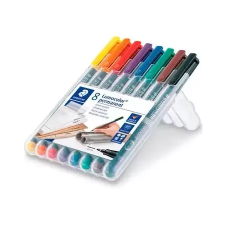 (318 WP8) STAEDTLER ROTULADOR PERMANENTE LUMOCOLOR 318 F C/SURTIDOS ESTUCHE 8 UD