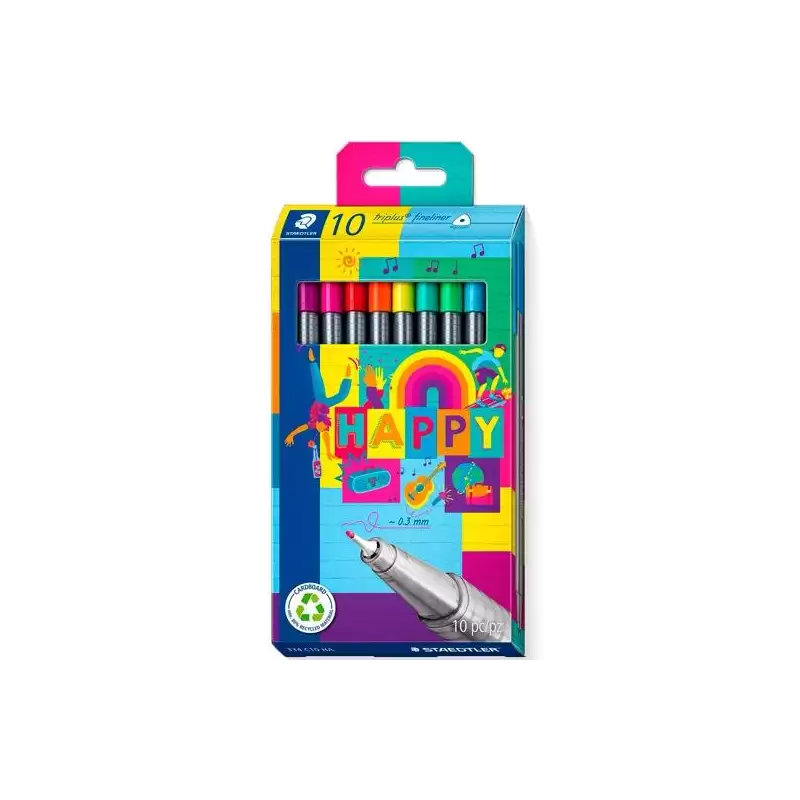 (334 C10 HA) STAEDTLER ROTULADOR TRIPLUS FINELINER 334 PUNTA SUPERFINA ESTUCHE 10 C/SURTIDOS