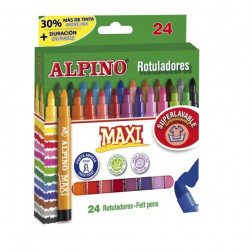 (AR000007N) ALPINO ROTULADORES MAXI PUNTA GRUESA ESTUCHE DE 24 C/SURTIDOS