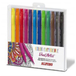 (AR000186) ALPINO ROTULADORES COLOR EXPERIENCE DUAL ARTIST DOBLE PUNTA PERFILA/COLOREA C/SURTIDOS ESTUCHE 12 UD
