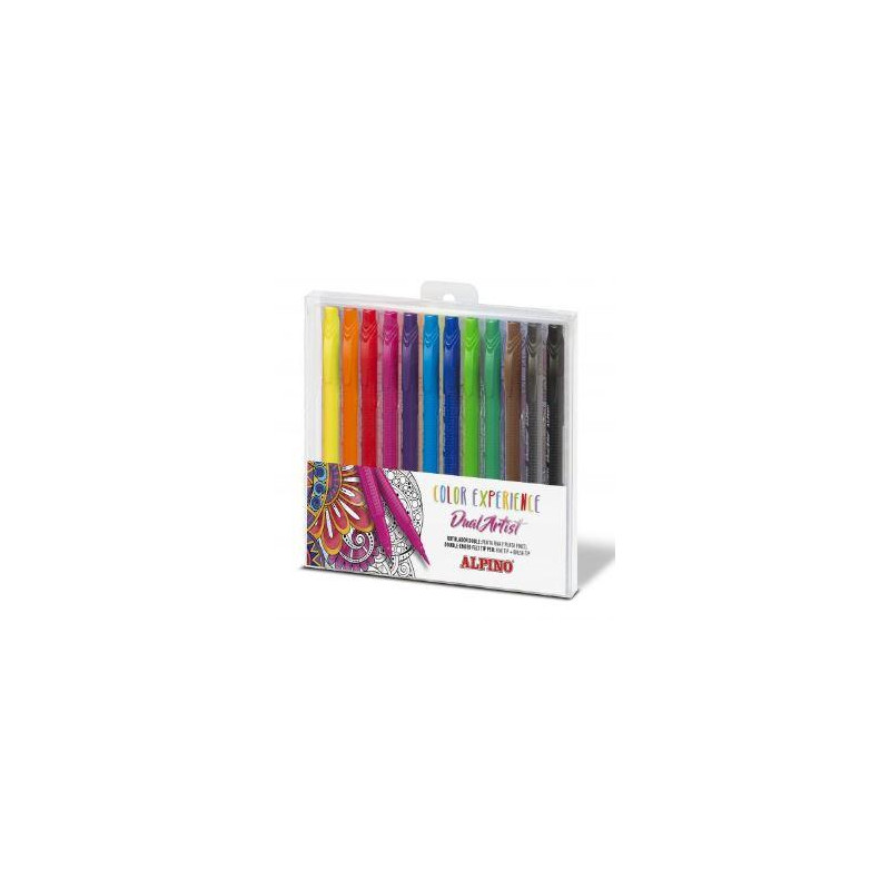 (AR000186) ALPINO ROTULADORES COLOR EXPERIENCE DUAL ARTIST DOBLE PUNTA PERFILA/COLOREA C/SURTIDOS ESTUCHE 12 UD