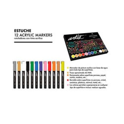 (AB-0612) ALEX BOG ROTULADORES ACRÍLICOS GAMA ARTIST C/SURTIDOS ESTUCHE 12 UD