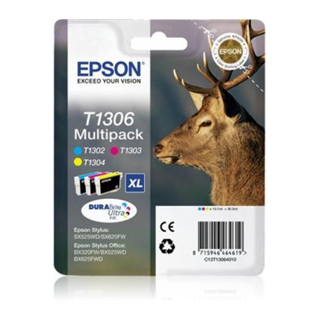 (C13T13064012) EPSON TINTA C / M / Y MULTIPACK SX525WD/620FW/ OFFICE B42WD/525WD/625FWD/925FWD