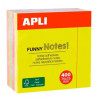 (10974) APLI CUBO DE NOTAS ADHESIVAS FUNNY 75X75MM CUBO DE 400H COLORES FLUORESCENTES SURTIDOS