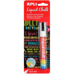 (13954) APLI MARCADOR DE TIZA LÍQUIDA PUNTA REDONDA 5,5MM BLANCO BLÍSTER 1 UD