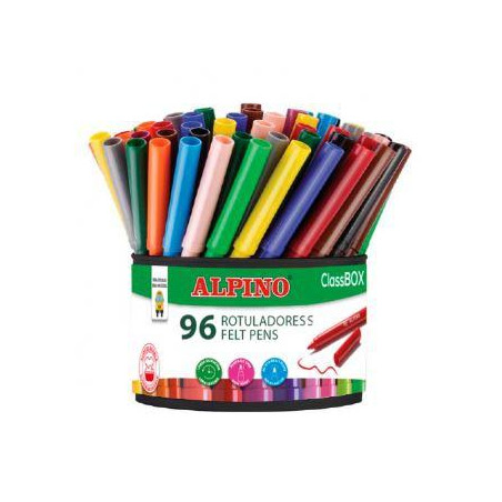 (AR0010096) ALPINO ROTULADORES CLASSBOX FORMATO ESCOLAR BOTE DE 96 C/SURTIDOS
