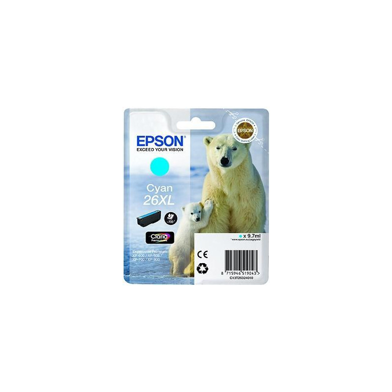 (C13T26324012) EPSON TINTA CIAN CLARIA PREMIUM XP 510 520 600 605 610 615 620 625 700 710 720 800 810 820 - 26XL ALTA CAPACIDAD