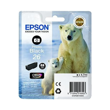 (C13T26114012) EPSON TINTA NEGRO FHOTO CLARIA PREMIUM XP 510 520 600 605 610 615 620 625 700 710 720 800 810 820 - 26