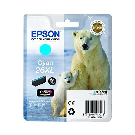 (C13T26324012) EPSON TINTA CIAN CLARIA PREMIUM XP 510 520 600 605 610 615 620 625 700 710 720 800 810 820 - 26XL ALTA CAPACIDAD