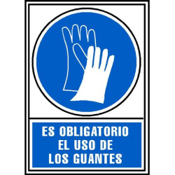 (6173-03AZ) ARCHIVO 2000 SEÑAL "OBLIGATORIO USO DE GUANTES" 210X297 PVC AZUL Y BLANCO