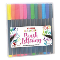 (AR001054) ALPINO ROTULADORES BRUSH LETTERING EXPERIENCE PUNTA PINCEL COLORES SURTIDOS ESTUCHE 12 UD