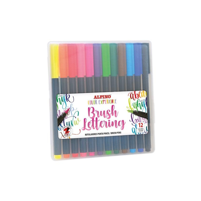 (AR001054) ALPINO ROTULADORES BRUSH LETTERING EXPERIENCE PUNTA PINCEL COLORES SURTIDOS ESTUCHE 12 UD
