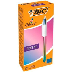 (511034) BIC BOLÍGRAFO 4 COLORES GRADIENT CUERPO BLANCO/MULTICOLOR CAJA 12 UD