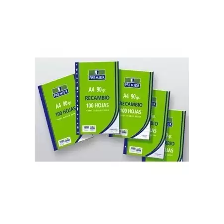 (T515-A4-90) ZORRILLA RECAMBIO PREMIER 100H FOLIO 90GR 4X4MM MULTITALADRO PAPEL BLANCO