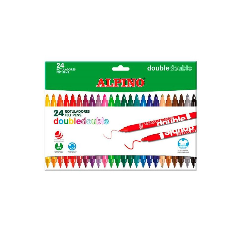 (AR002058N) ALPINO ROTULADORES DOUBLE DOBLE PUNTA FINA/GRUESA ESTUCHE 24 C/SURTIDOS