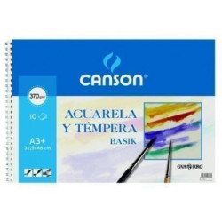 (C200400697) CANSON GUARRO BLOC ACUARELA Y TÉMPERA BASIK ESPIRAL 10 HOJAS 370GR 32,5X46CM SUELTO