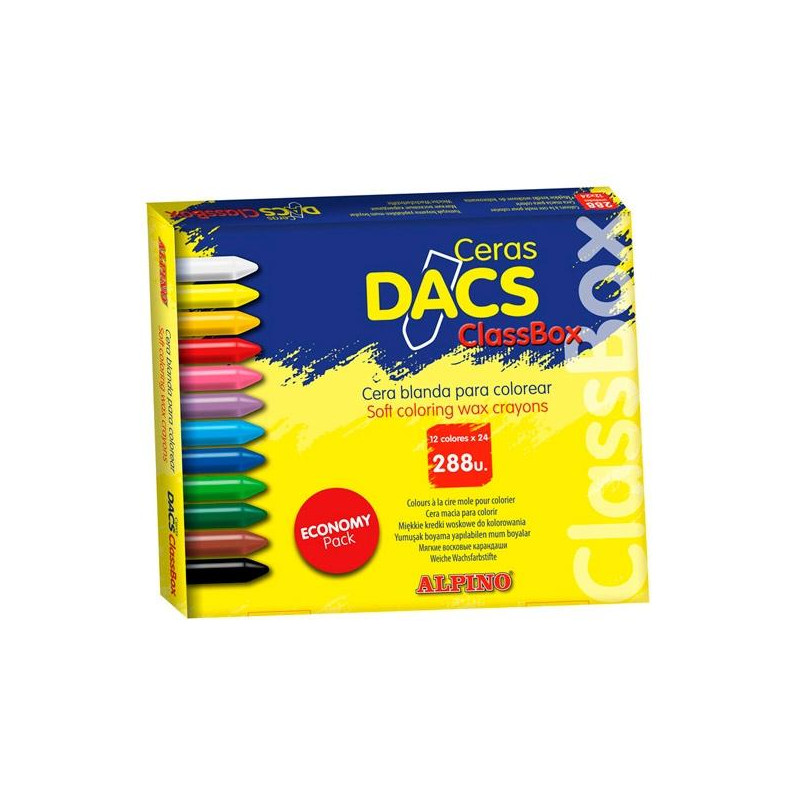 (DA000050) ALPINO CERAS DACS PACK ECONÓMICO 12 COLORES SURTIDOS (24 X COLOR) CAJA 288 UD