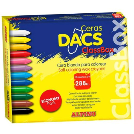 (DA000050) ALPINO CERAS DACS PACK ECONÓMICO 12 COLORES SURTIDOS (24 X COLOR) CAJA 288 UD