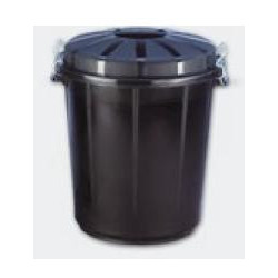 (13260) CUBO BASURA REDONDO CON TAPA 70L NEGRO