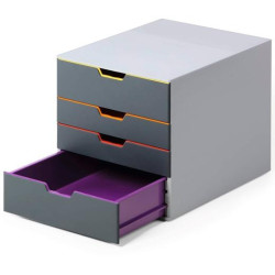 (760427) DURABLE MÓDULO SOBREMESA VARICOLOR 4 CAJONES A4/FOLIO/CARTA ABS ALTA CALIDAD ANTRACITA MULTICOLOR