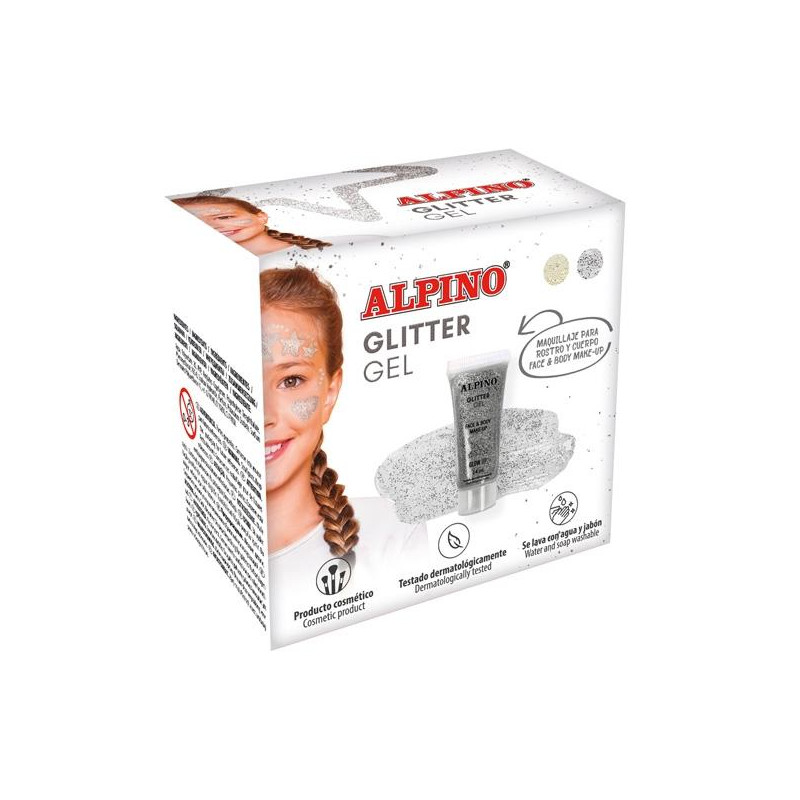 (DL000615) ALPINO GEL TRANSPARENTE CON PURPURINA GLITTER PLATA