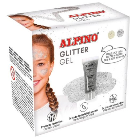 (DL000615) ALPINO GEL TRANSPARENTE CON PURPURINA GLITTER PLATA