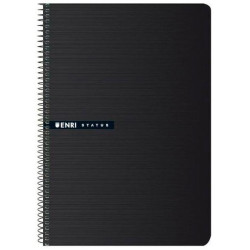 (100435750) ENRI CUADERNO ESPIRAL TAPA DURA 100H FOLIO 70GR CUADRÍCULA 4X4 NEGRO