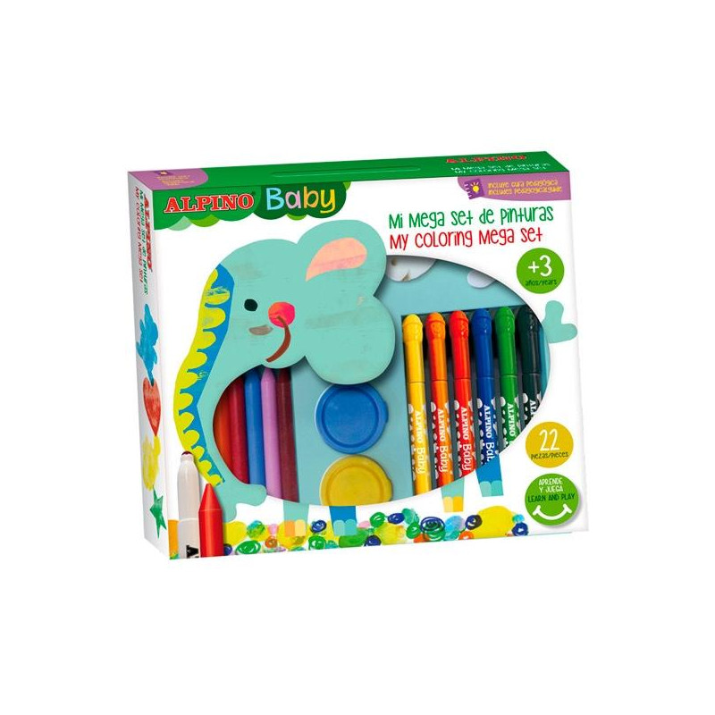 (DM002020) ALPINO PINTURAS BABY PARA NIÑOS MEGA SET DE 36 PIEZAS C/SURTIDOS