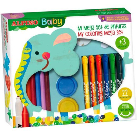(DM002020) ALPINO PINTURAS BABY PARA NIÑOS MEGA SET DE 36 PIEZAS C/SURTIDOS