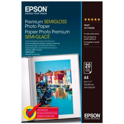 (C13S041332) EPSON PAPEL FOTOGRÁFICO PREMIUM SEMIGLOSS A4 251GR INKJET PAQUETE 20H BLANCO SEMIBRILLO
