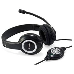(245301) EQUIP AURICULARES C/ DIADEMA C/ CABLE MICROFONO BIAURAL PLÁSTICO NEGRO