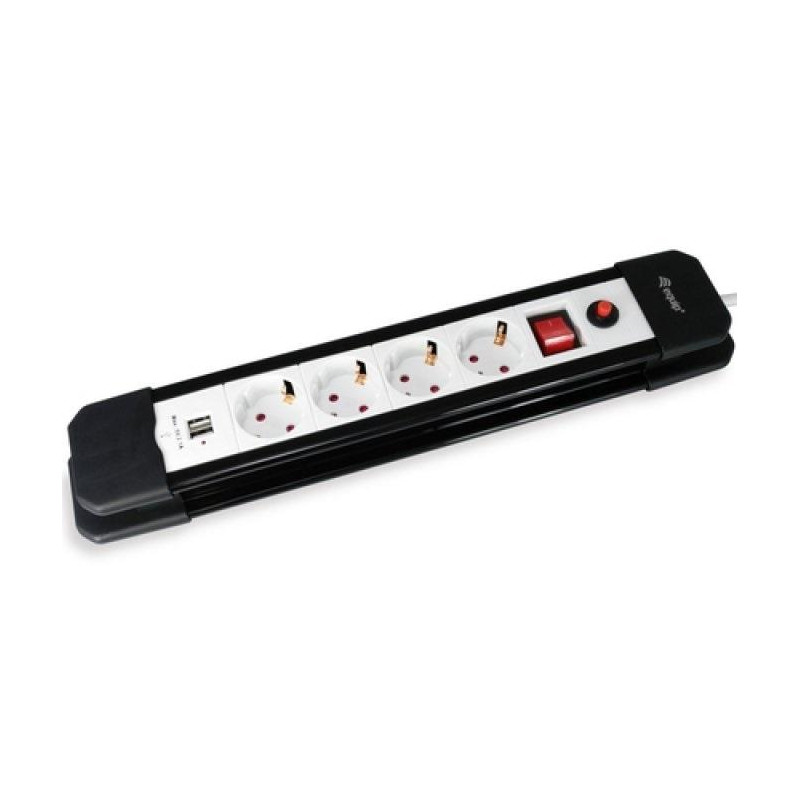 (245553) EQUIP REGLETA CON 4 TOMAS + 2 USB CON CABLE DE 1´5 M.Y BOTÓN DE APAGADO Y ENCENDIDO