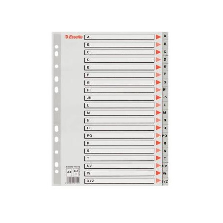 (100112) ESSELTE ABECEDARIO SEPARADOR MULTITALADRO A-Z  POLIPROPILENO A4 GRIS CON CARÁTULA ÍNDICE CARTÓN COLOR