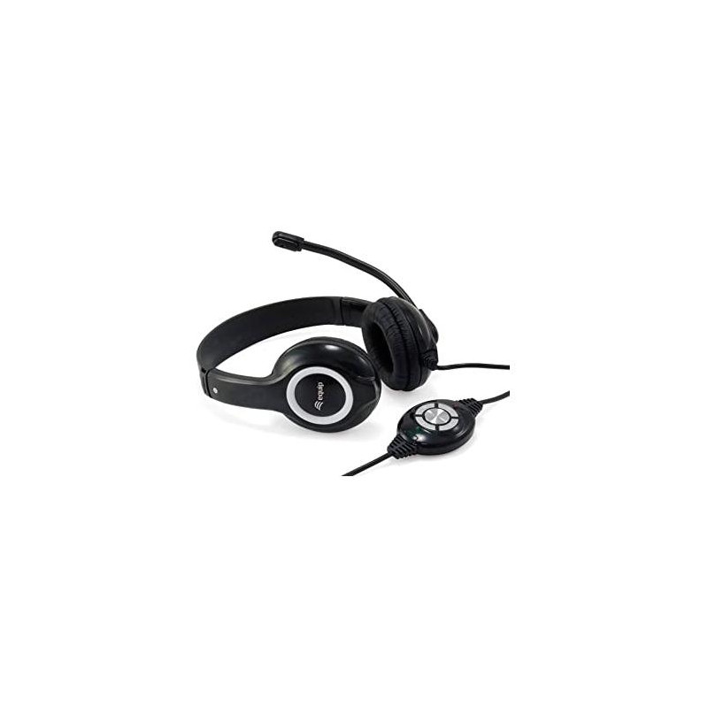 (245301) EQUIP AURICULARES C/ DIADEMA C/ CABLE MICROFONO BIAURAL PLÁSTICO NEGRO