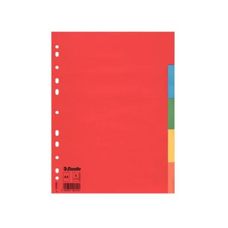 (100199) ESSELTE SEPARADORES MULTITALADRO CARTÓN A4 5 POSICIONES COLORES