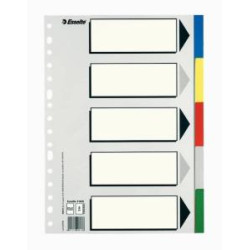 (11609) ESSELTE SEPARADORES 5 POSICIONES FOLIO PP COLORES CON CARÁTULA ÍNDICE CARTÓN BLANCO / NEGRO