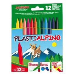 (PA000012) ALPINO CERAS PLÁSTICAS PLASTIALPINO 115MM NO MANCHAN ESTUCHE DE 12 C/SURTIDOS