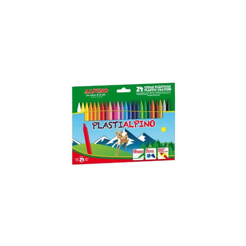 (PA000024) ALPINO CERAS PLÁSTICAS PLASTIALPINO 115MM NO MANCHAN ESTUCHE DE 24 C/SURTIDOS