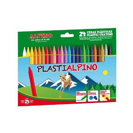 (PA000024) ALPINO CERAS PLÁSTICAS PLASTIALPINO 115MM NO MANCHAN ESTUCHE DE 24 C/SURTIDOS