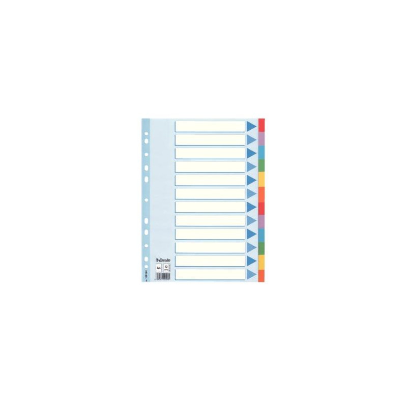 (100194) ESSELTE SEPARADORES MULTITALADRO CARTÓN 12 POSICIONES A4 ÍNDICE COLORES