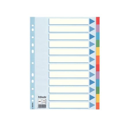 (100194) ESSELTE SEPARADORES MULTITALADRO CARTÓN 12 POSICIONES A4 ÍNDICE COLORES