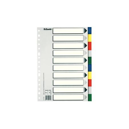 (11610) ESSELTE SEPARADORES 10 POSICIONES FOLIO PP COLORES CON CARÁTULA ÍNDICE CARTÓN BLANCO / NEGRO