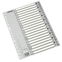 (47140) ESSELTE ABECEDARIO SEPARADOR MULTITALADRO POLIPROPILENO A4 GRIS CON CARÁTULA ÍNDICE CARTÓN BLANCO / NEGRO