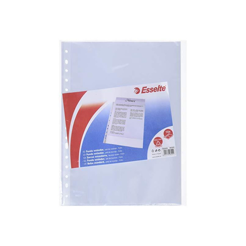 (56200) ESSELTE FUNDA MULTITALADRO 16 PP PIEL DE NARANJA FOLIO 80 MICRAS COPYSAFE PORTADOCUMENTOS BOLSA DE 10 FUNDAS
