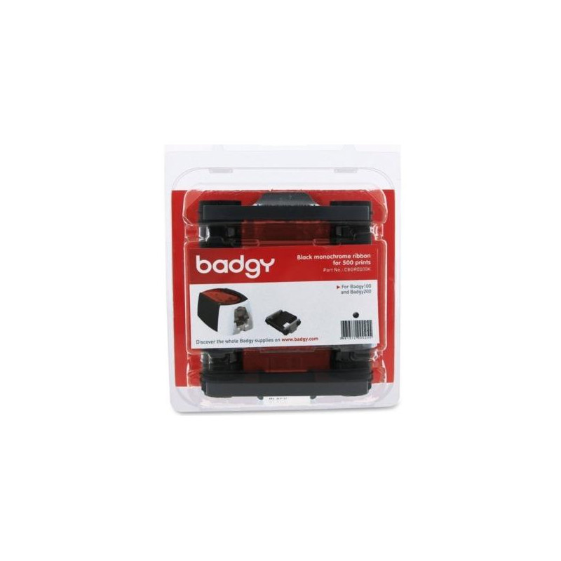 (15CBGR0500K) EVOLIS BADGY 200 CINTA MONOCROMO NEGRA PARA 500 IMPRESIONES
