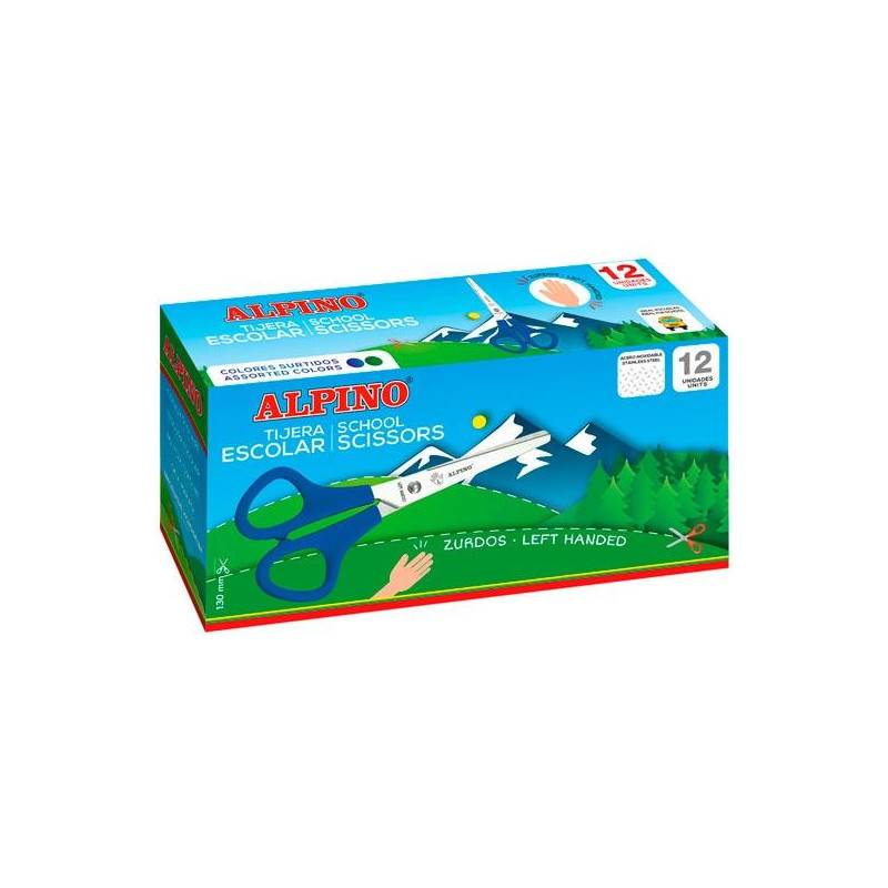 (PT0020) ALPINO TIJERAS ESCOLARES SCHOOL ESPECIAL ZURDOS ACERO INOXIDABLE C/SURTIDOS