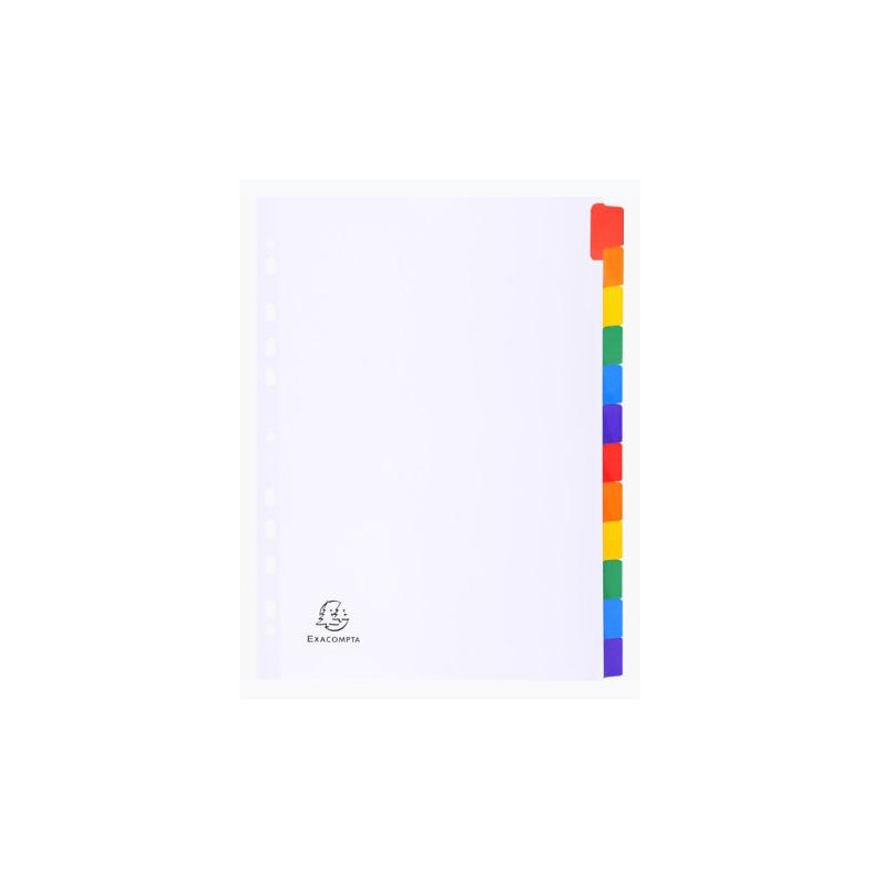 (2312E) EXACOMPTA SEPARADORES CARTULINA BLANCA 160GR 12 POSICIONES A4 PESTAÑAS COLORES
